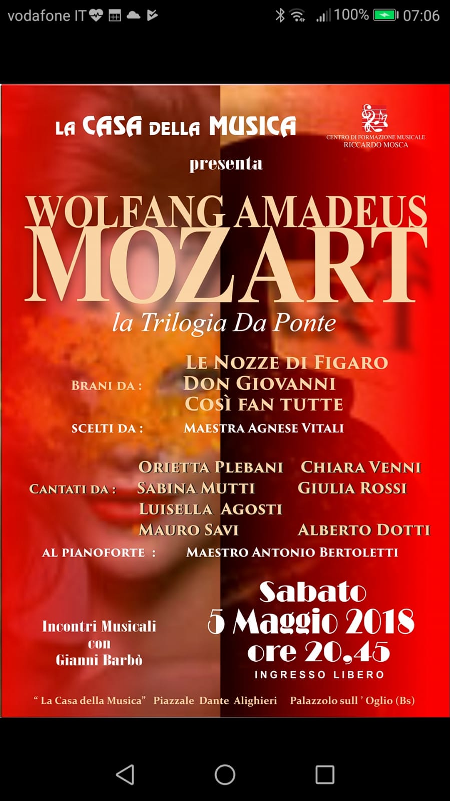 05/05 – Mozart (Incontri Musicali con Gianni Barbò)