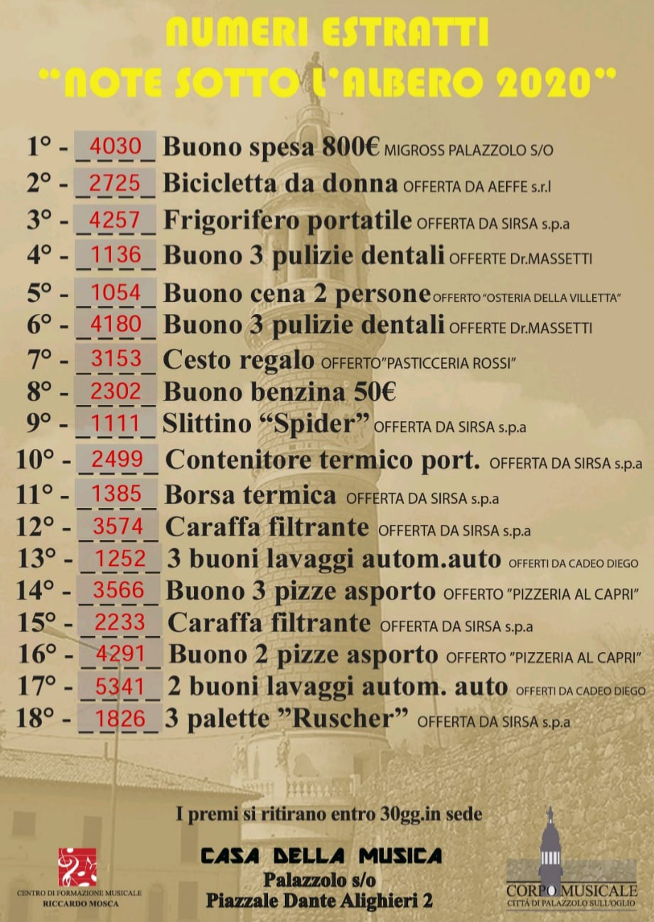 Numeri estratto “Note sotto l’albero 2020”